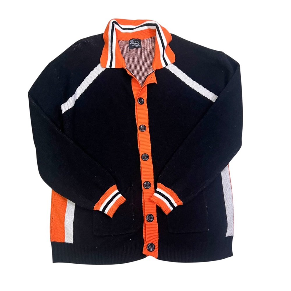 Steady Hands Cardigan Size XXXL Unisex Black Orange White Collared